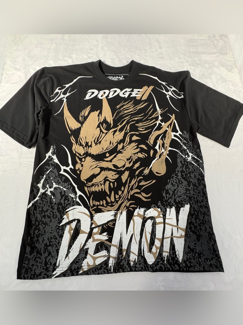 Dodge Demon Graphic Tee - Black with Gold and White Sizes M,L,XL